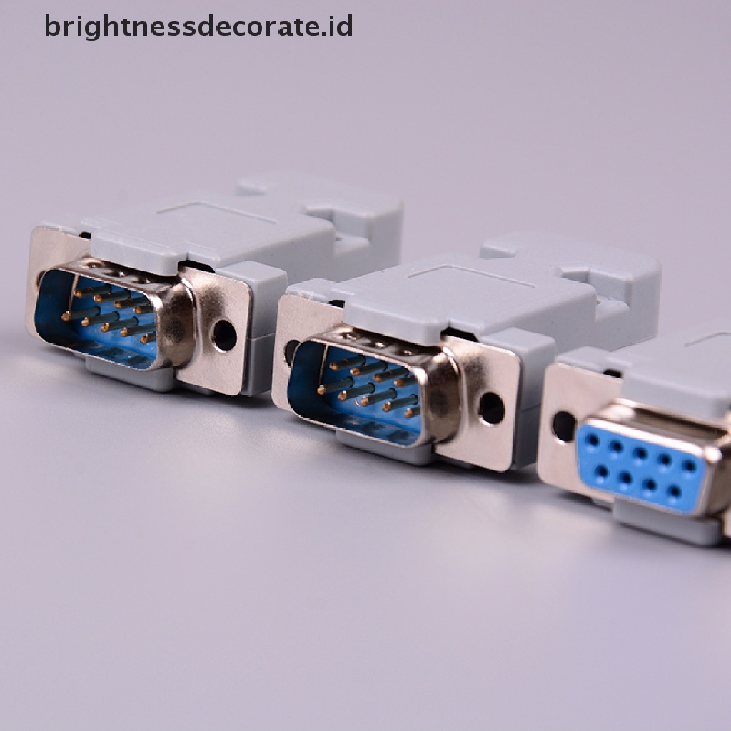 2 Set Rs232 Db9 Female Socket Plug Connector 9 Pin Tembaga Rs232 Dengan Case