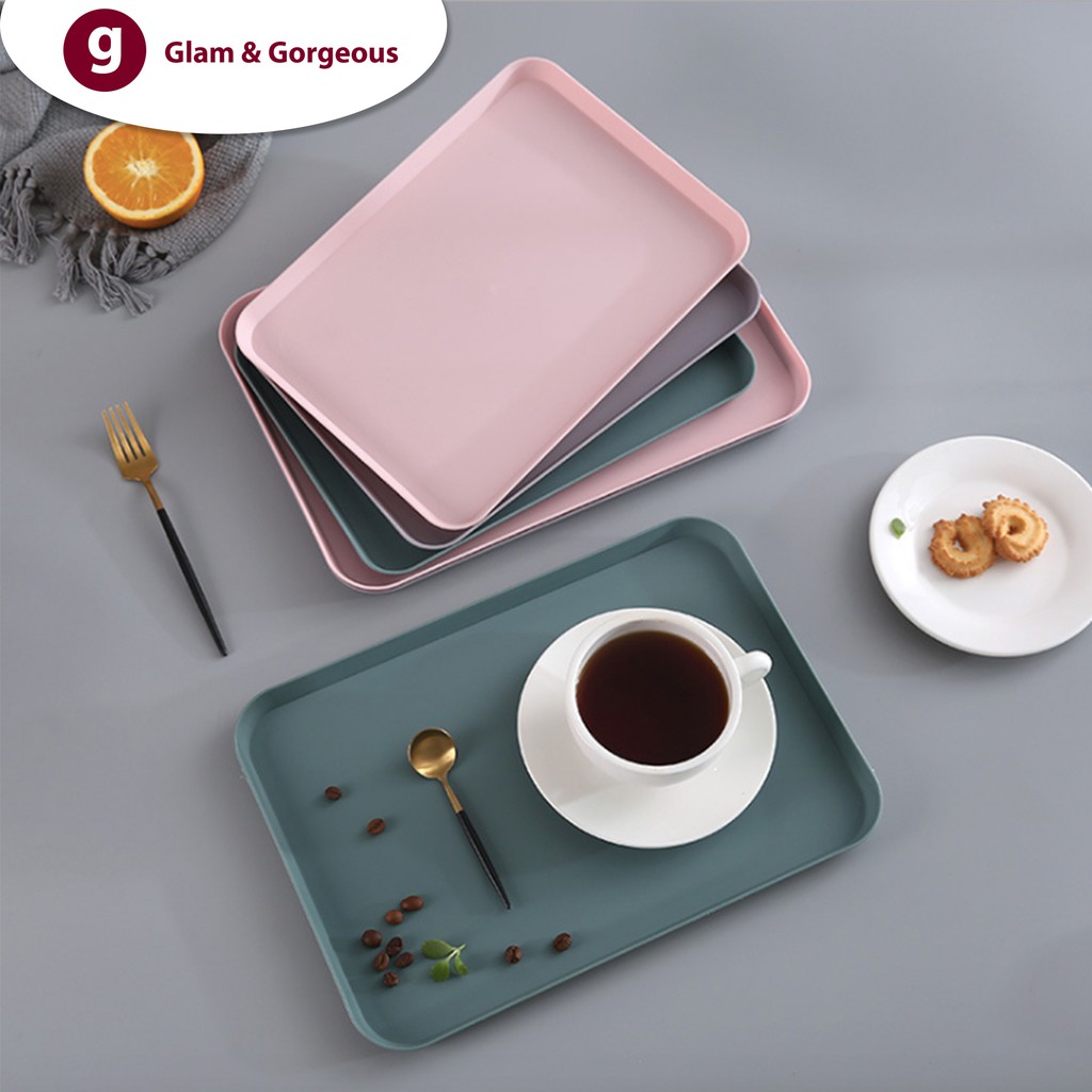 Nampan Makan Plastik Motif Polos Ukuran P 34 L 24 T 1,8 CM - KU021L