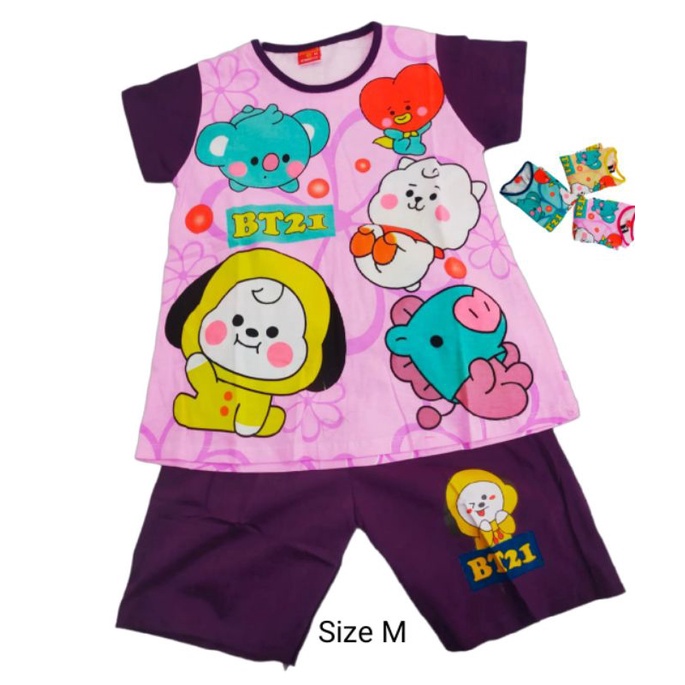 BT21 Setelan Anak Perempuan Setelan Anak Cewek BT21