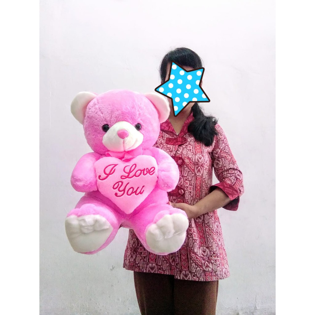 Boneka Teddy Bear I Love You Jumbo - Teddy Bear Love Pink