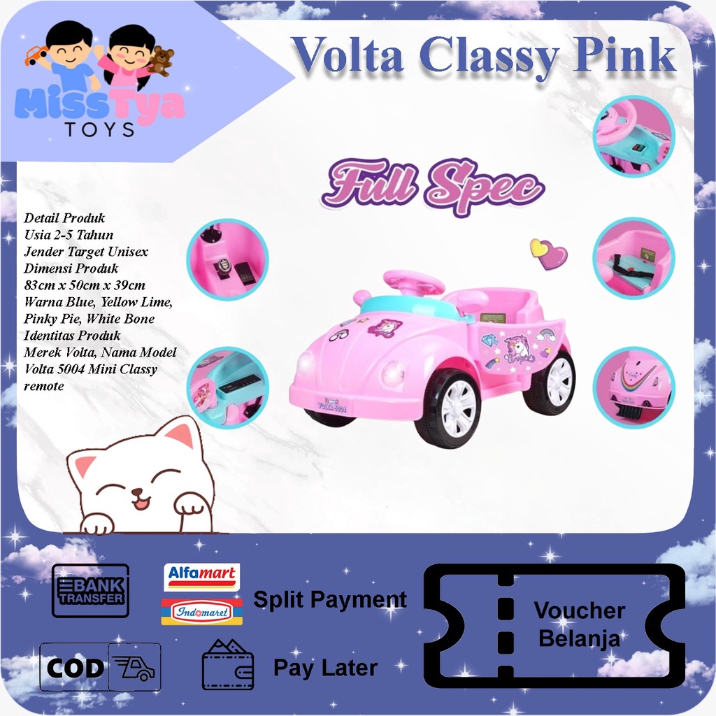 MOBIL AKI ANAK PLUS REMOTE PINK VOLTA NEW CLASSY PINK