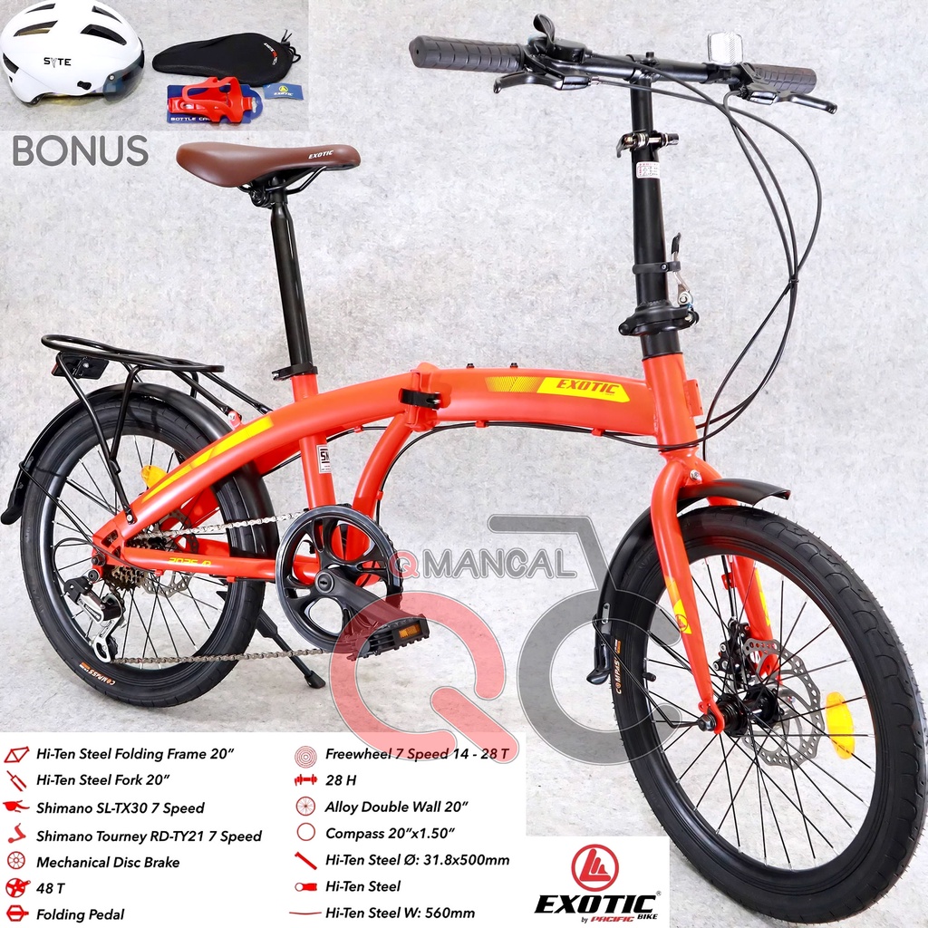 Sepeda Lipat Bonus Helm Gelpad Bottlecage Exotic 2026 AR Resmi Pacific Merah