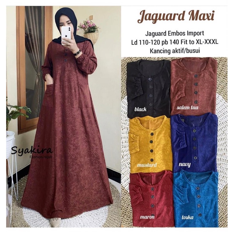 Jaguard Maxi Ld115 XXXL - Gamis Kaos Brukat Jumbo Busui Bigsize Oversize Bumil Arabian brukat  / R.12 - 023-5042