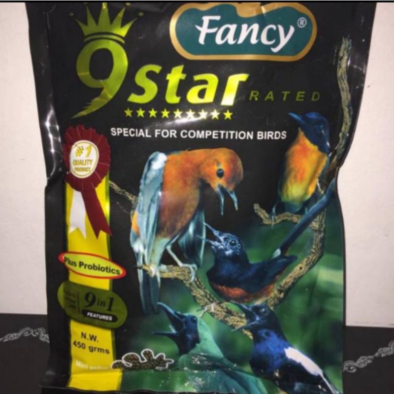 fancy 9 star plus probiotik seaweed voer hijau pur ijo rumput laut pakan burung anis murai kacer spe