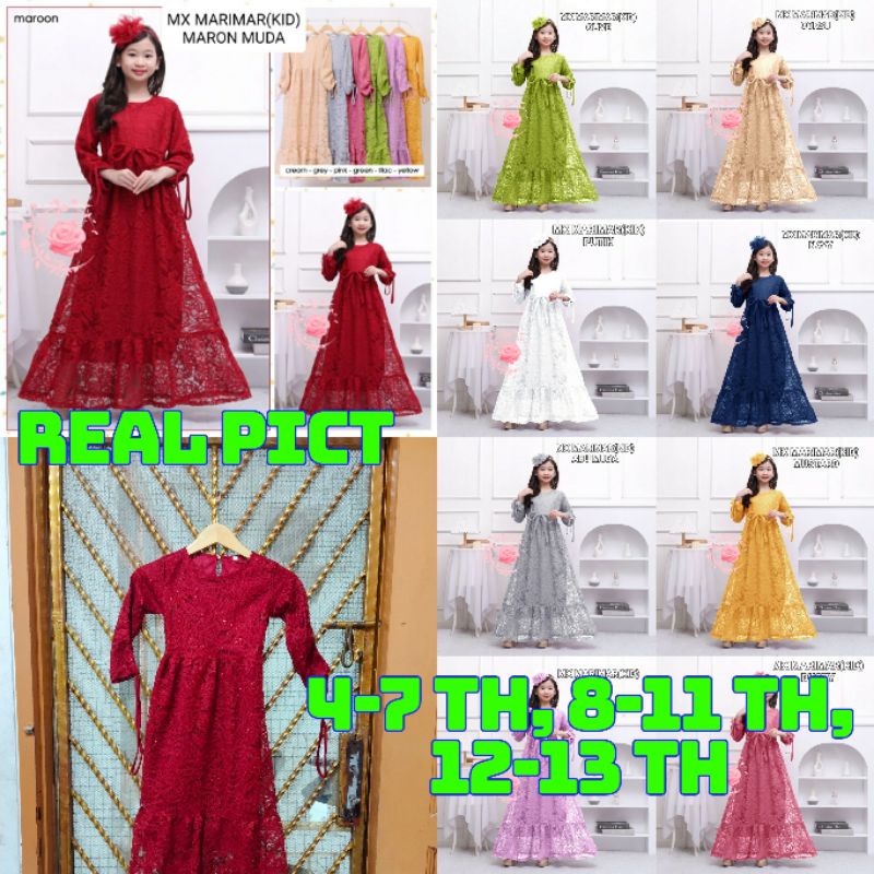 JVIN COLLECTION - USIA 4-13 TAHUN MARIMAR KID MX MARIMAR BAJU GAMIS BRUKAT ANAK PEREMPUAN GAMIS BRUK