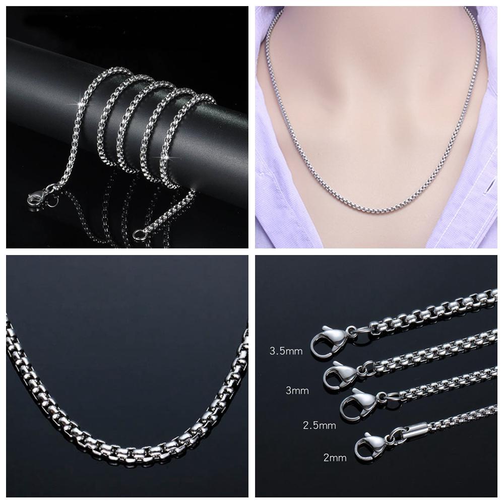 Top Kalung Stainless Steel Perhiasan Wanita Pria Pernyataan Warna Silver