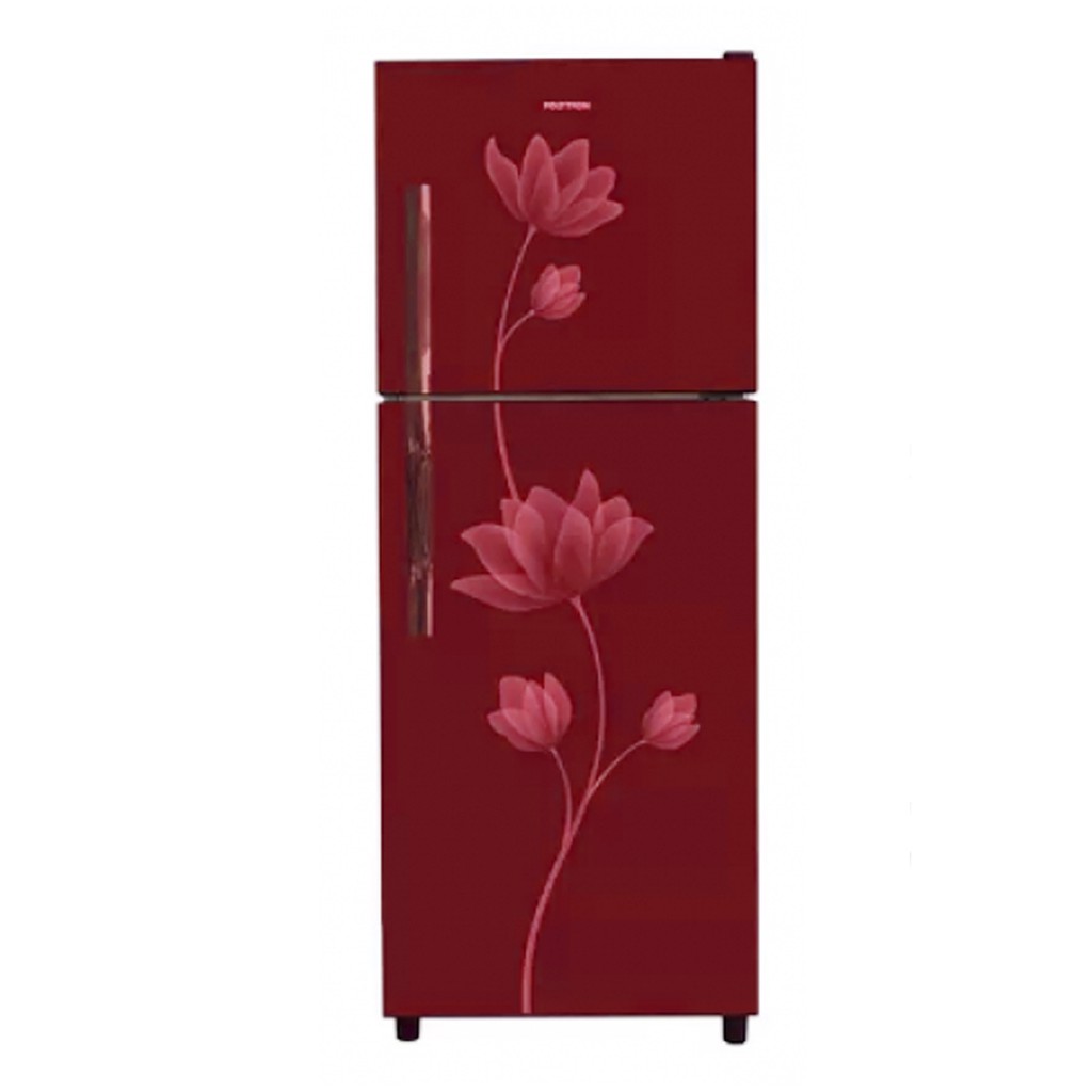 POLYTRON PRB 219 R / RED METAL DOOR LEMARI ES KULKAS 2 PINTU 210 LITER RAK TEMPERED GLASS / PRB219R