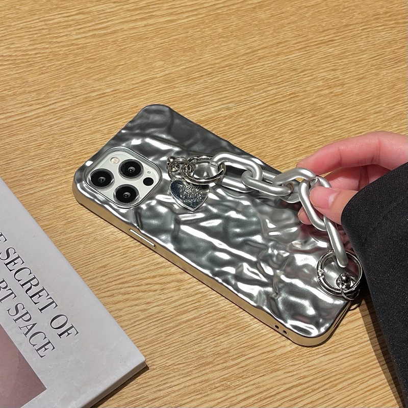 Trendy tin foil silver buckle chain iPhone 12 anti-drop phone case iPhone 11 12 Pro Max XR XSAMX SE 7 8 plus