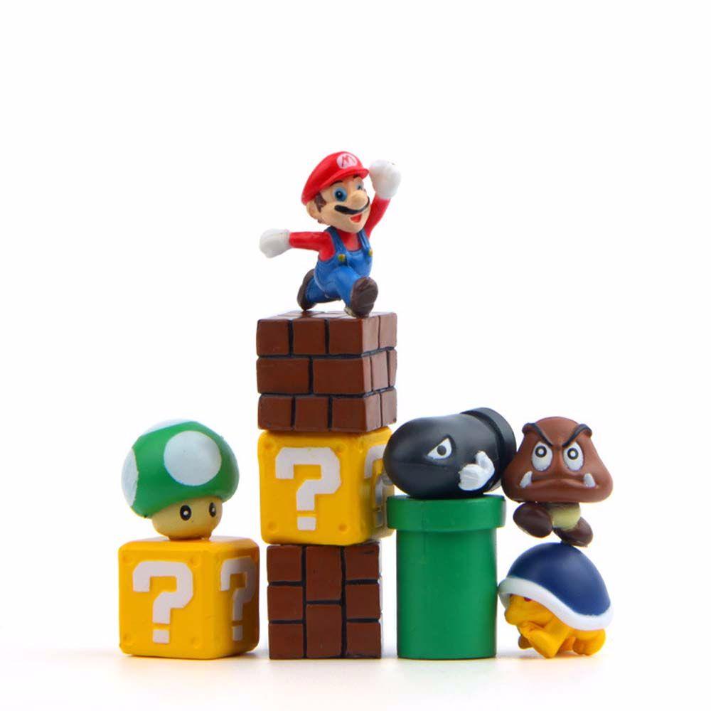 [Elegan] Action Figurine Patung Kartun Dekorasi Desktop Ornamen Rumah Model Anime Mario Super Mario Bros.