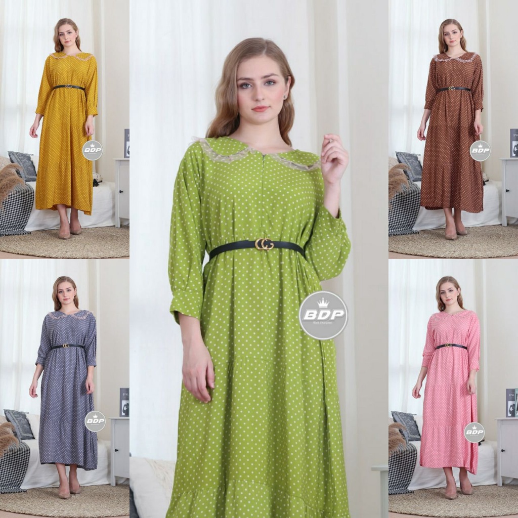 Dianputri - Daster Arab Zeema | Rayon Super Grade A | Resleting Depan Busui | Renda Milo Ori-6