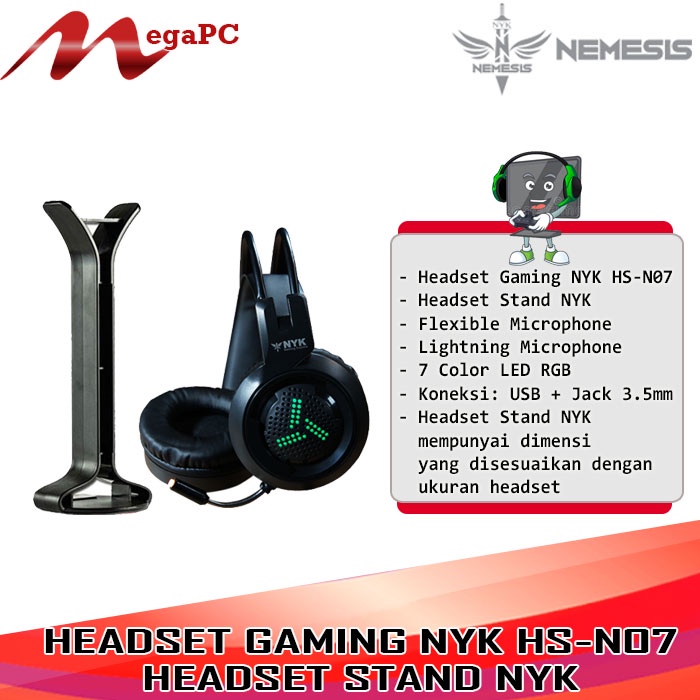 Headset Gaming NYK HS-N07 + Headset Stand NYK