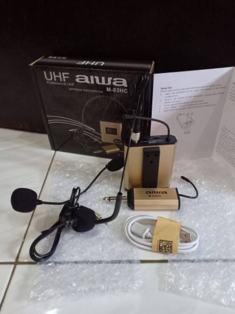 Mic aiwa bando jepit+headset wireless aiwa M-03HC.mic condensor cocok buat imam atau acara lainnya