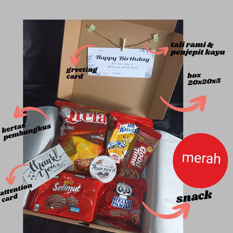 snack box / hampers snack / snack ulang tahun(WAJIB ORDER BUBBLE WARP)