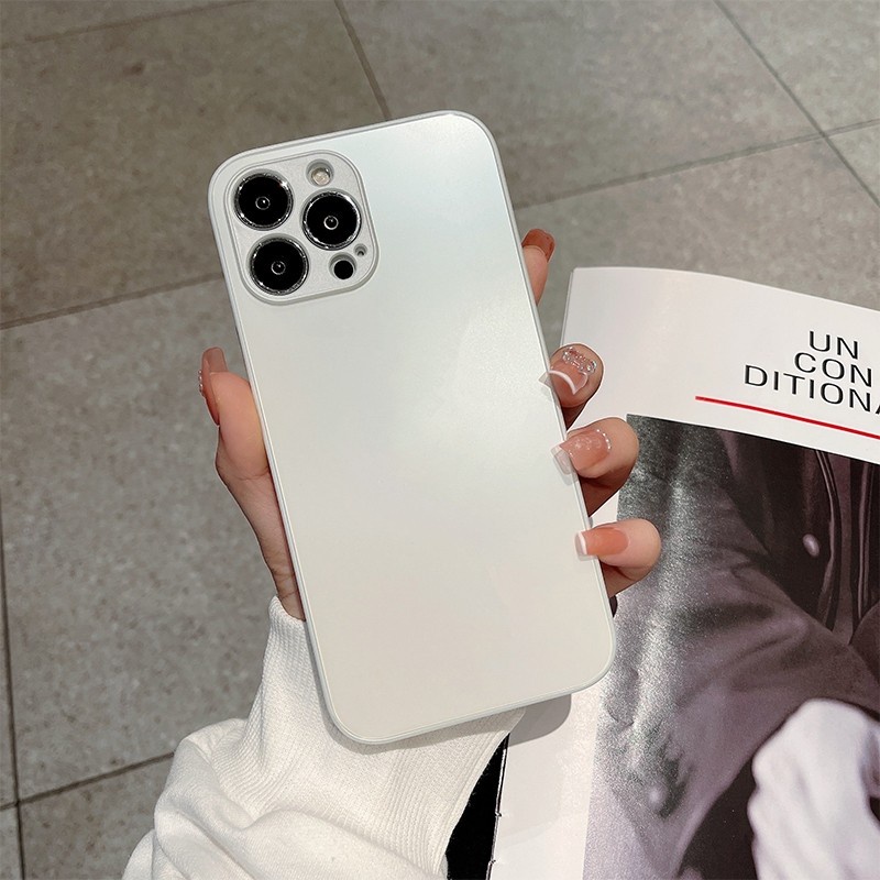 Hard Case Bahan Kaca Buram Anti Sidik Jari Warna Abu-Abu Untuk iPhone 11 11Pro 12 13 Pro MAX