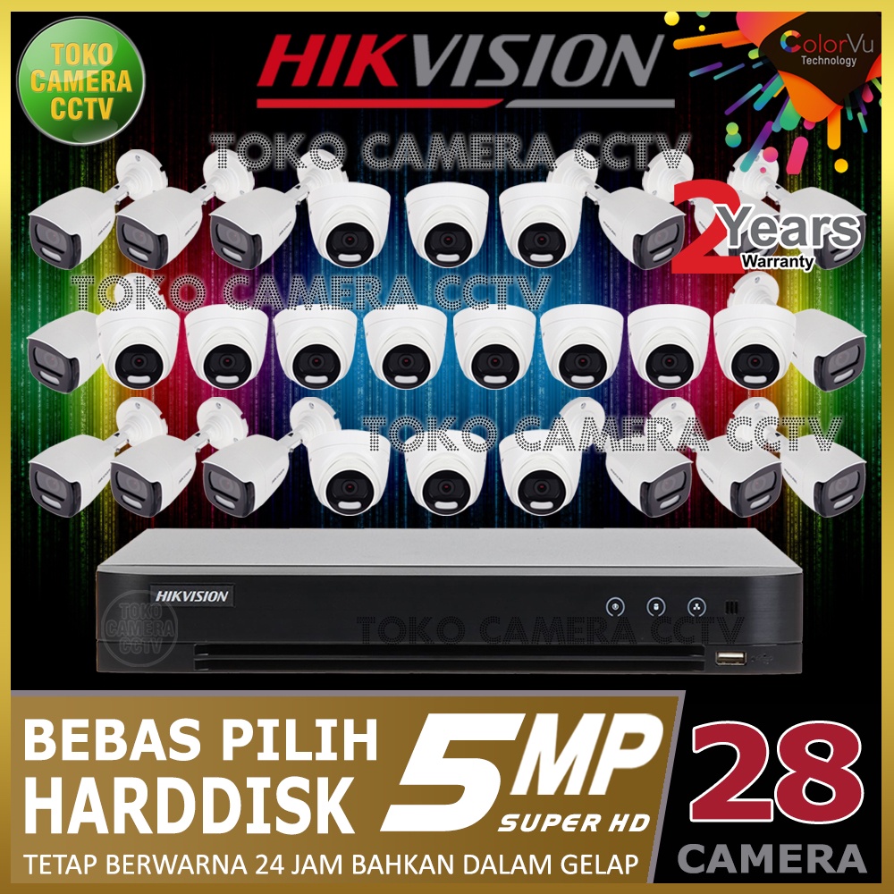 PAKET CCTV HIKVISION COLORVU 5MP 32 CHANNEL 28 KAMERA