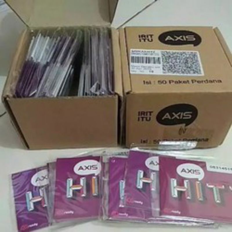 Kartu Perdana Axis per Box. 1 Box isi 50