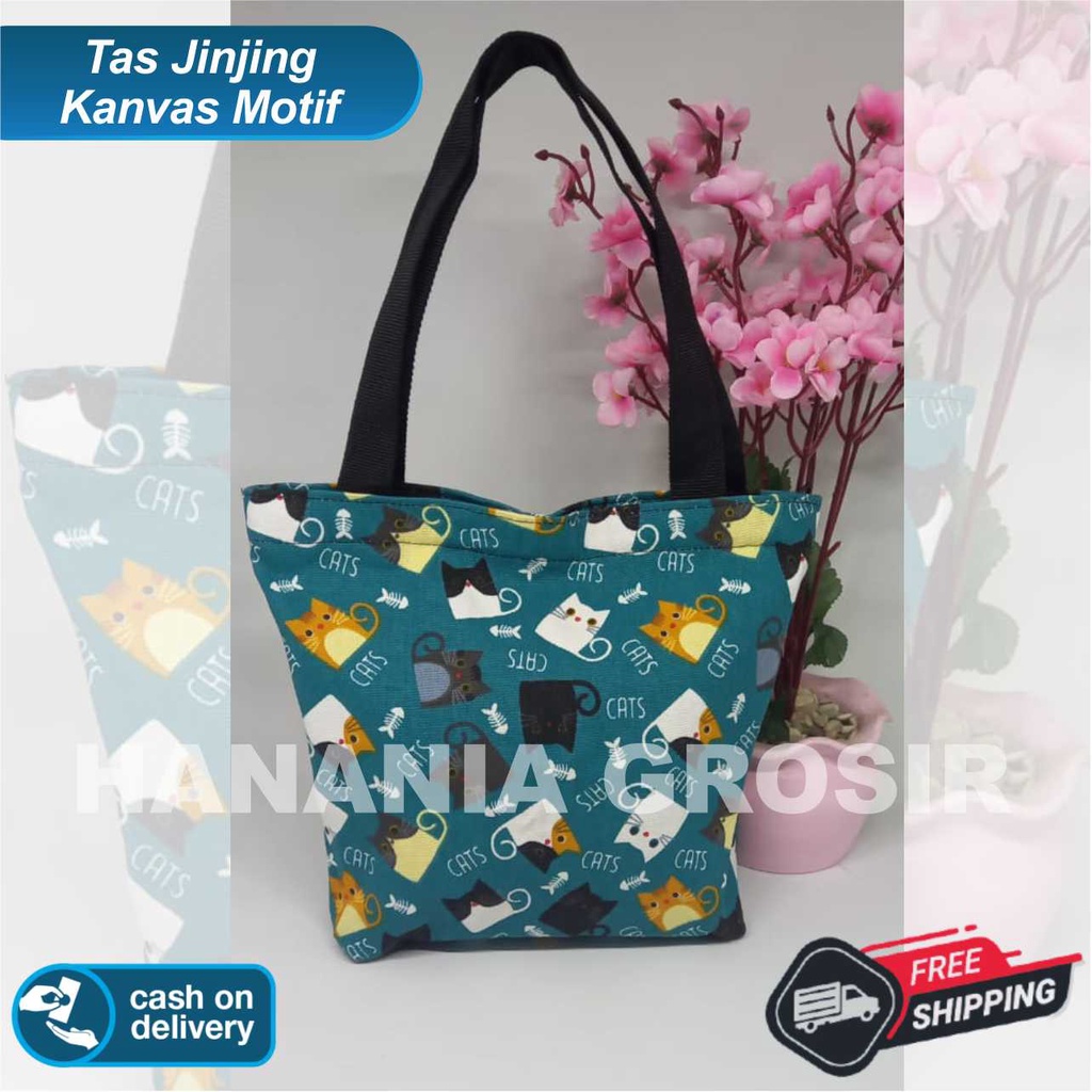 TAS JINJING HANDBAG - TAS MUKENA - TAS MAKEUP BAHAN KANVAS MOTIF VARIAN TERBARU