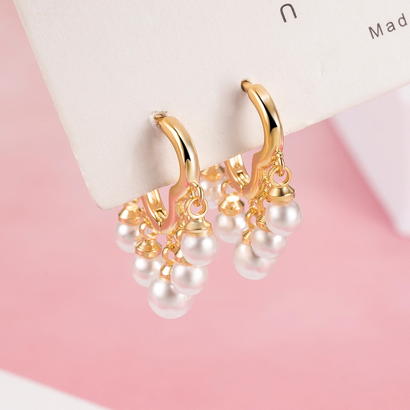 Anting Klip S925 Silver Liontin Rumbai Mutiara Untuk Wanita