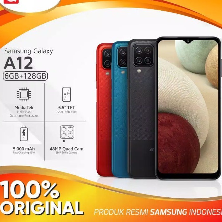 HP SAMSUNG GALAXY A12 A 12 RAM 4GB 6GB ROM 128GB 4/128 6/128 ORI NEW 100% ORI COD KREDIT Via aplikas