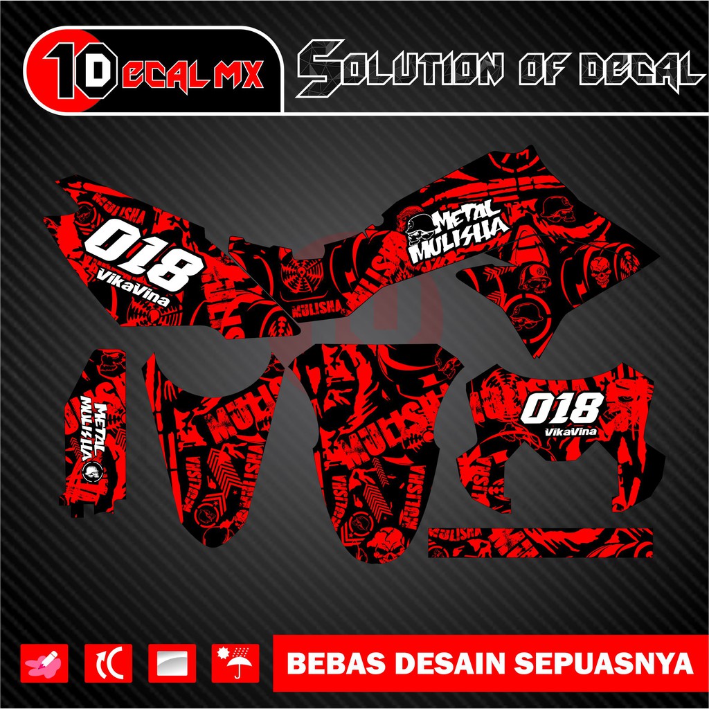 decal striping klx dtracker new metal musliha merah