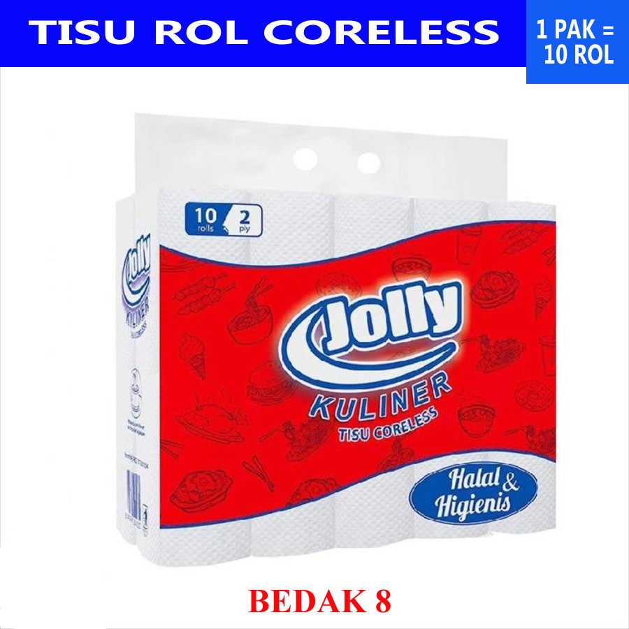 Tissue JOLLY Kuliner Coreless 10 Roll 2 Ply/ Tisu Jolly Coreless