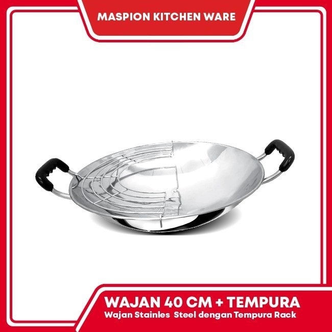 Maspion Wajan Penggorengan Stainless 40 cm Tempura Rack Tirisan