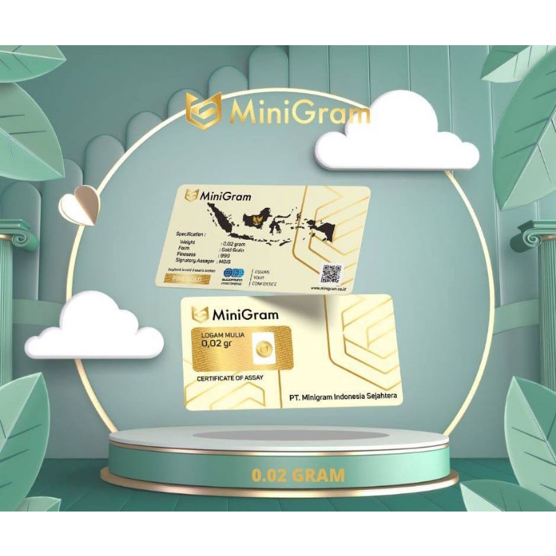 Logam mulia Minigram emas 24 karat ukuran 0.02 - kemasan Original