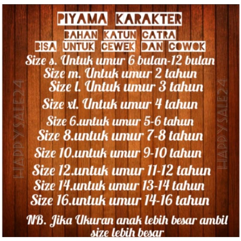 Piyama Anak Motif Karakter/Baju Tidur Anak 1-16 Tahun Anak Laki laki Dan Perempuan