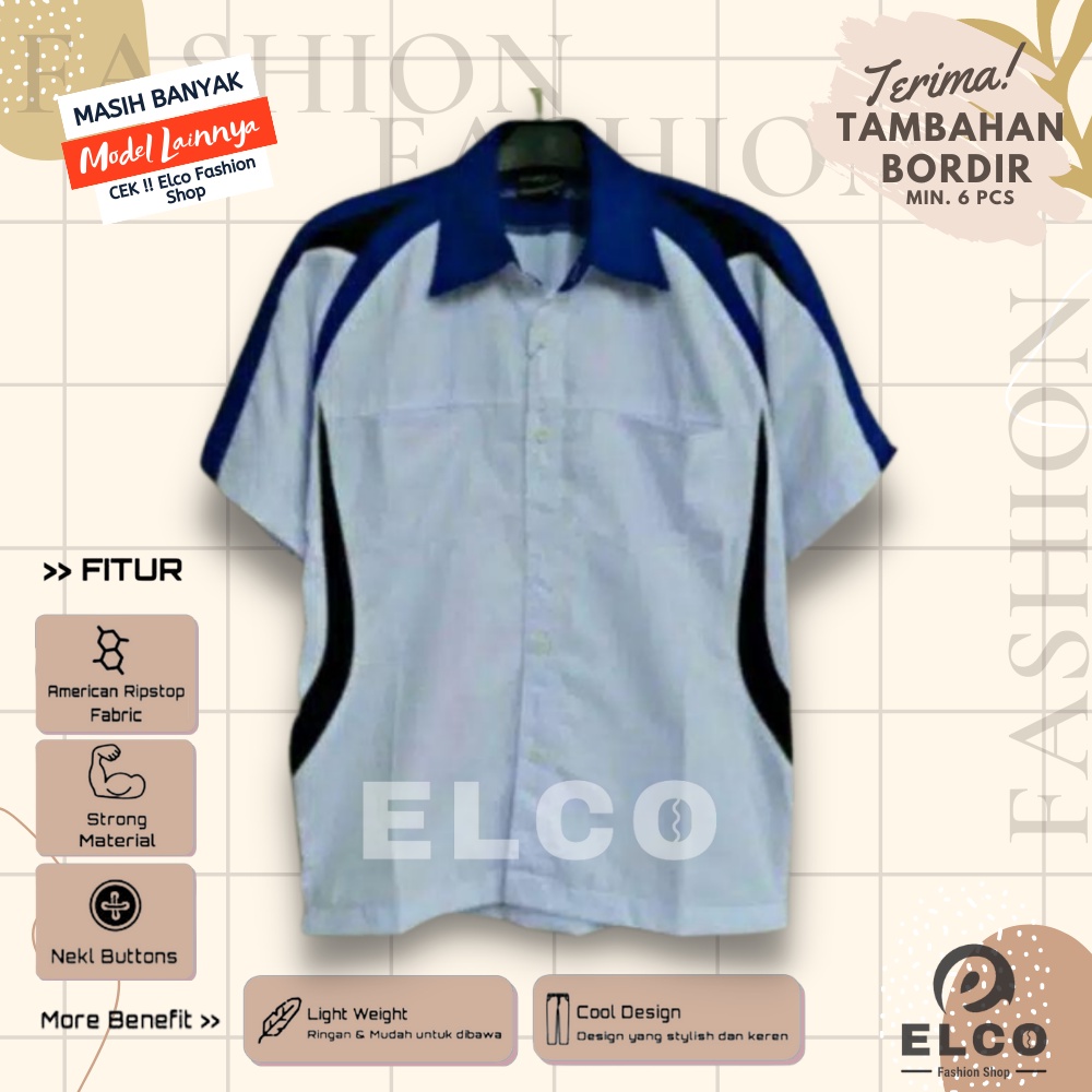 Baju seragam kerja putih tyt biru hitam kemeja lengan pendek baju pdh seragam kantor kemeja kombinas