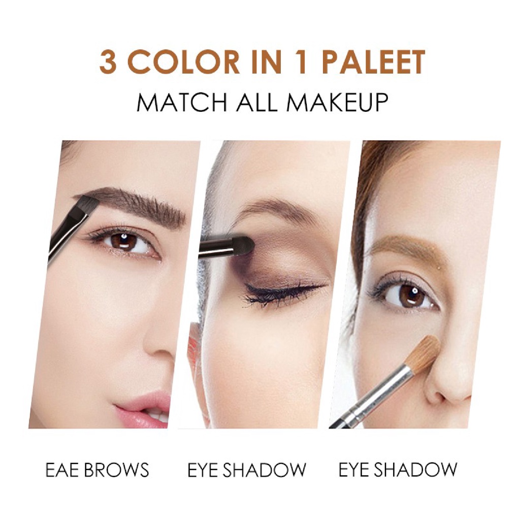 ❤ BELIA ❤ FOCALLURE Brow Powder FA04 | Eyebrow Kit | 3 Colors Eyebrow Powder Palette with Brush Mirror | BPOM