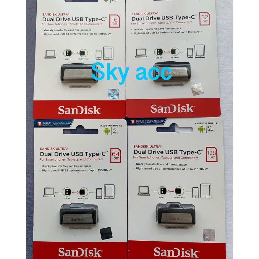 Sandisk OTG TYPE C 16GB 32GB 64GB 128GB USB Type-C USB 3.1