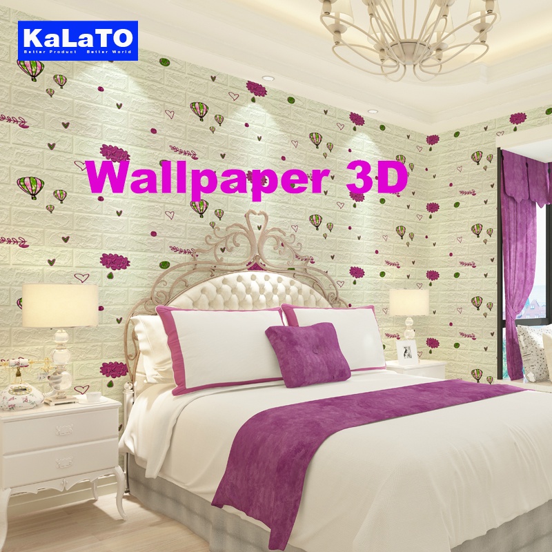 (KaLaTO) Wallpaper dinding 3d motif gambar wallfoam Dekorasi Kamar murah 70x77cm-6