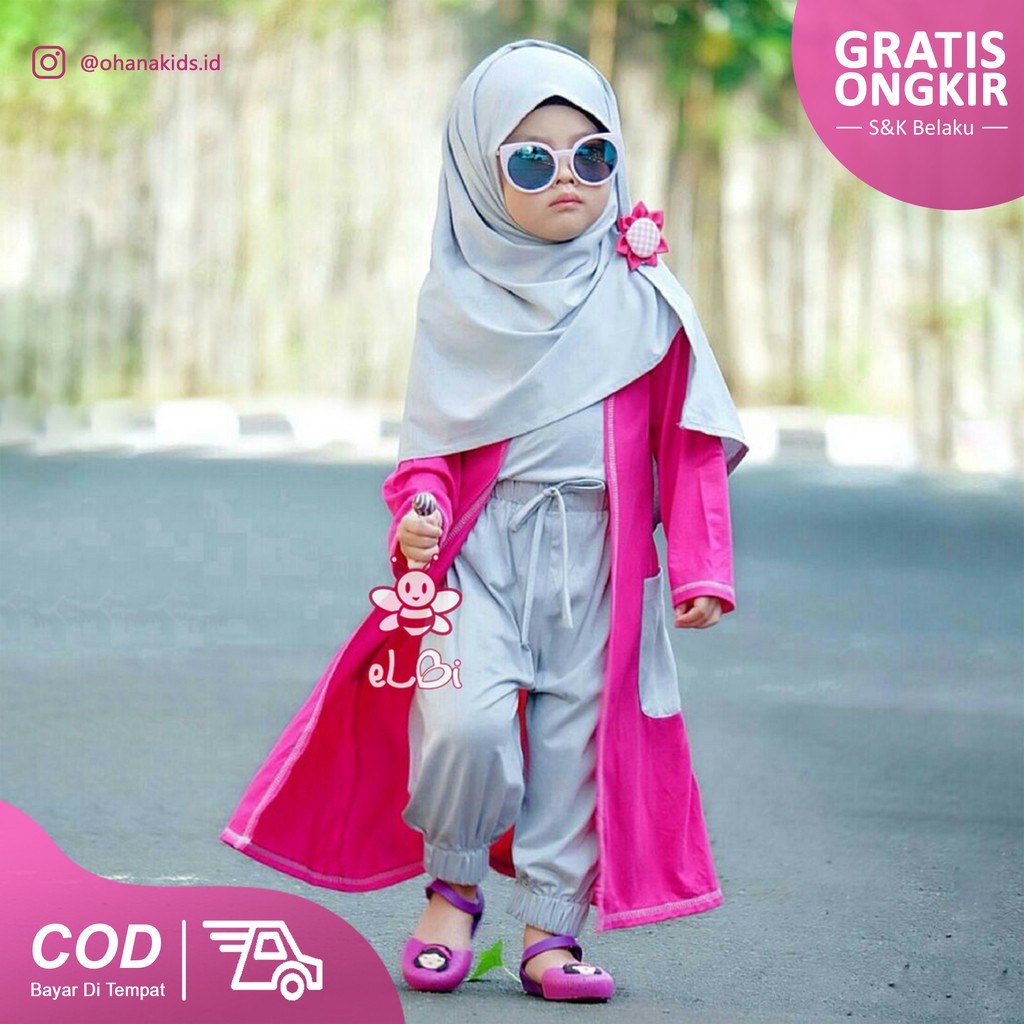 Setelan Baju  Muslim Anak  Baju  Gamis  Anak  Perempuan  1 2 