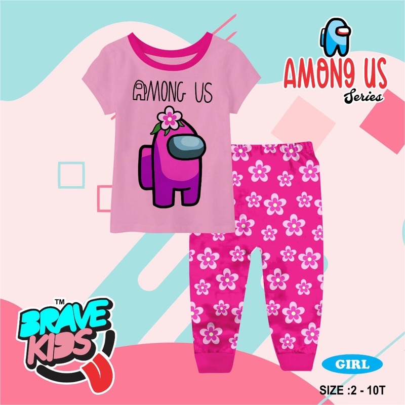 Setelan Anak Brave Kids Anak Laki Laki Perempuan - Set Celana Panjang Lengan Pendek - Pajamas Cewek Cowok - Baju Tidur Usia 2 4 6 8 10 Tahun