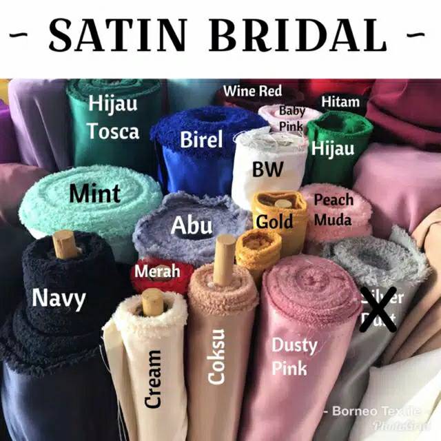 Promo 12.12 Sale Kain Bridal. SATIN BRIDAL. Bahan satin bridal dutches. Kain satin bridal - meteran.