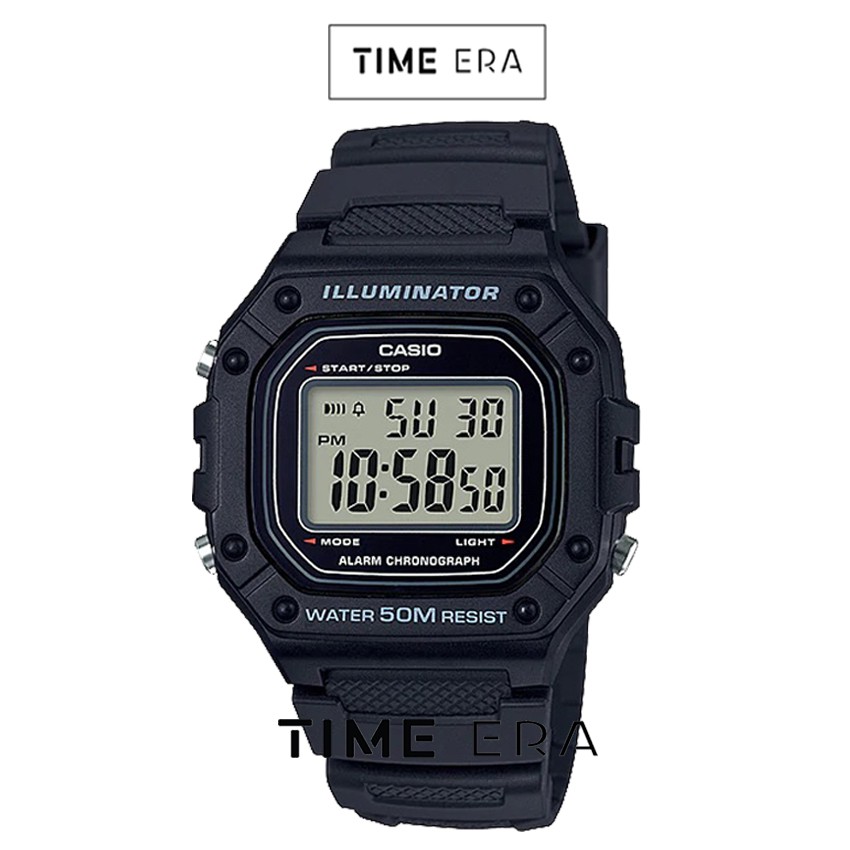 Casio General W-218H-1AVDF /  W218H-1AVDF  Jam Tangan Pria Digital Karet Hitam