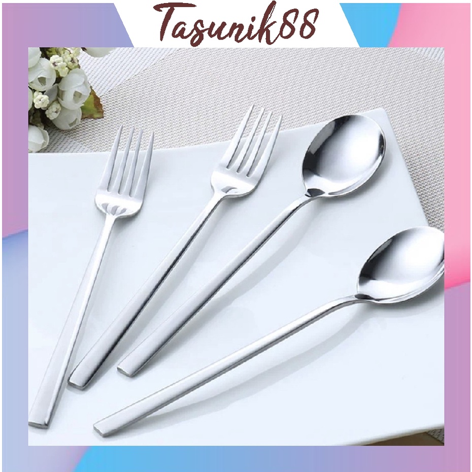 ⭐TasUnik88⭐Sendok Garpu Korea /Alat Makan Stainless Steel Ukuran Kecil Sendok Dessert Sendok Teh Gar