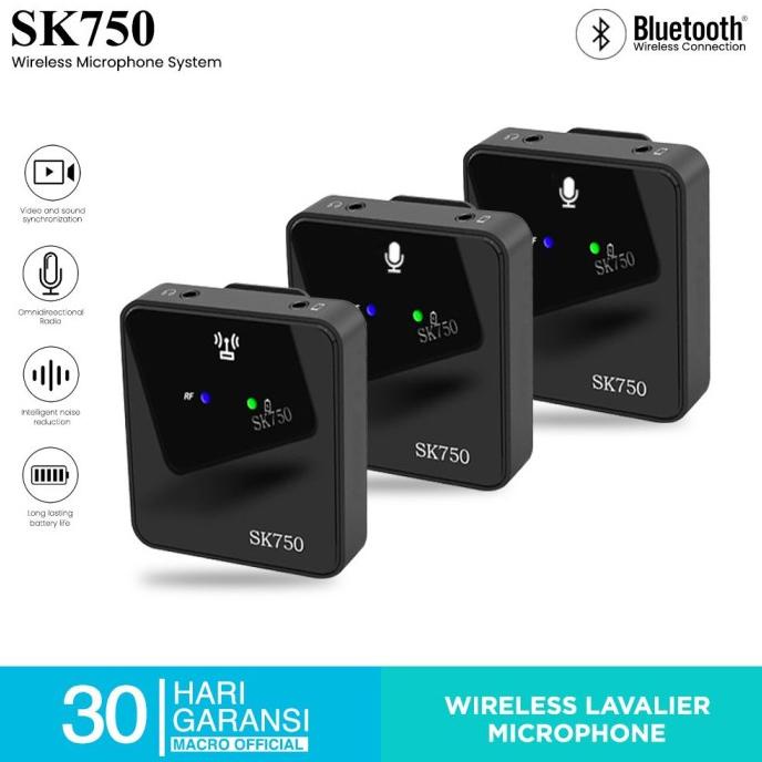 Wireless Clip-On Microphone Sk750 Dual Mini Mic For Camera Smartphone