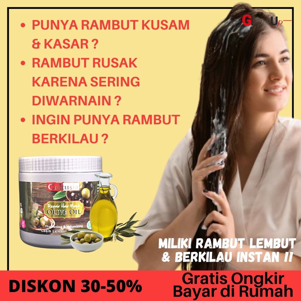 MASKER RAMBUT 500ML HAIR MASK OLIVE OIL CULTUSIA 500ML BPOM MASKER RAMBUT OLIVE OIL