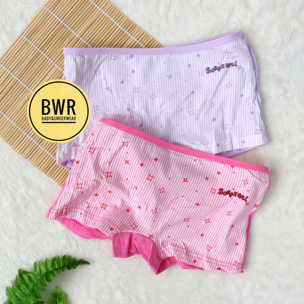 [ 2pc ] CD Boxer Sorex 1303 Anak | Celana Dalam Boxer Anak Perempuan 1303 - Bwr