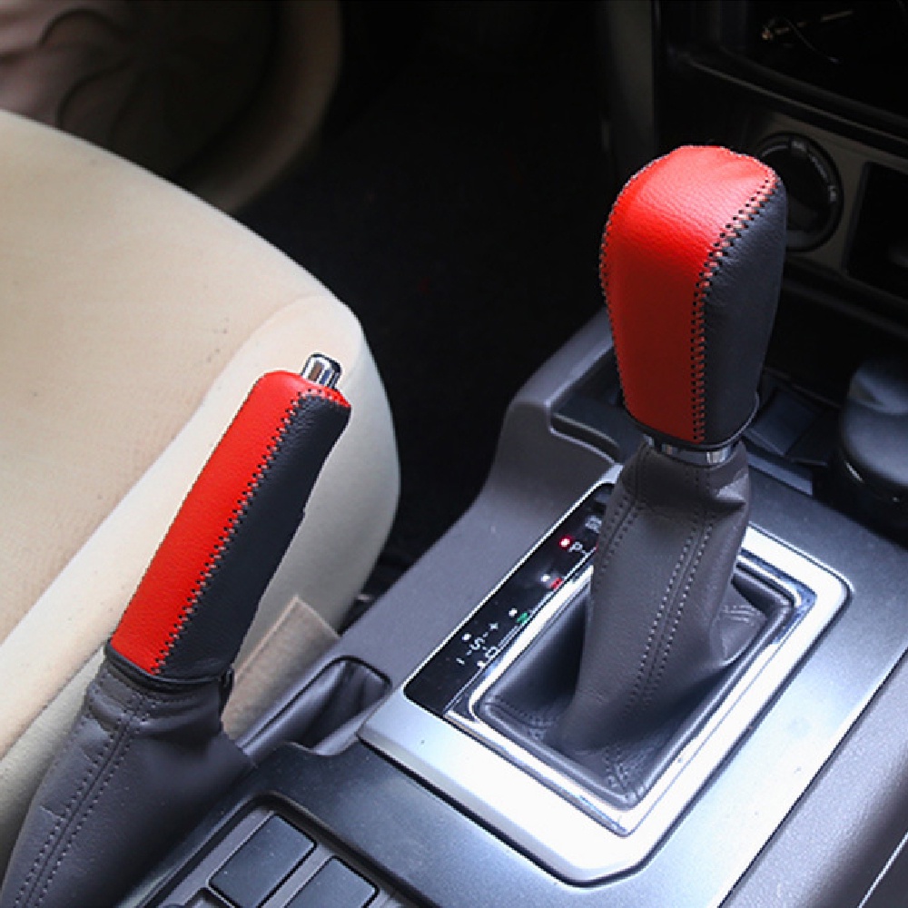 Kulit Asli Car Gear Shift Collars Hand Cover Rem Untuk Toyota Land Cruiser Prado FJ 150 2010 - 2018 AT Aksesoris