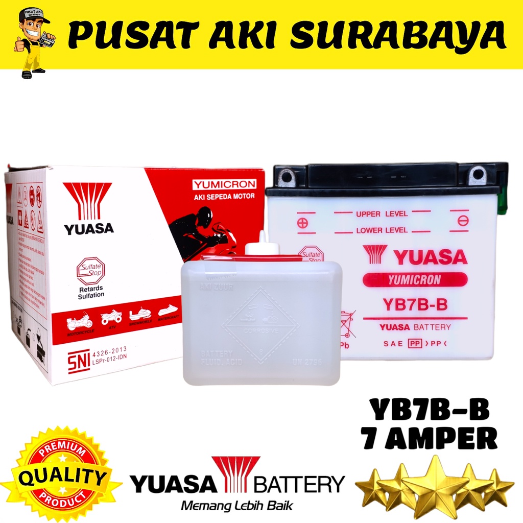 ORIGINAL YUASA YB7B-B ACCU BASAH YB7B B AKI MOTOR YAMAHA NOUVO HONDA TIGER SCORPIO MOTOBATT GS ASTRA