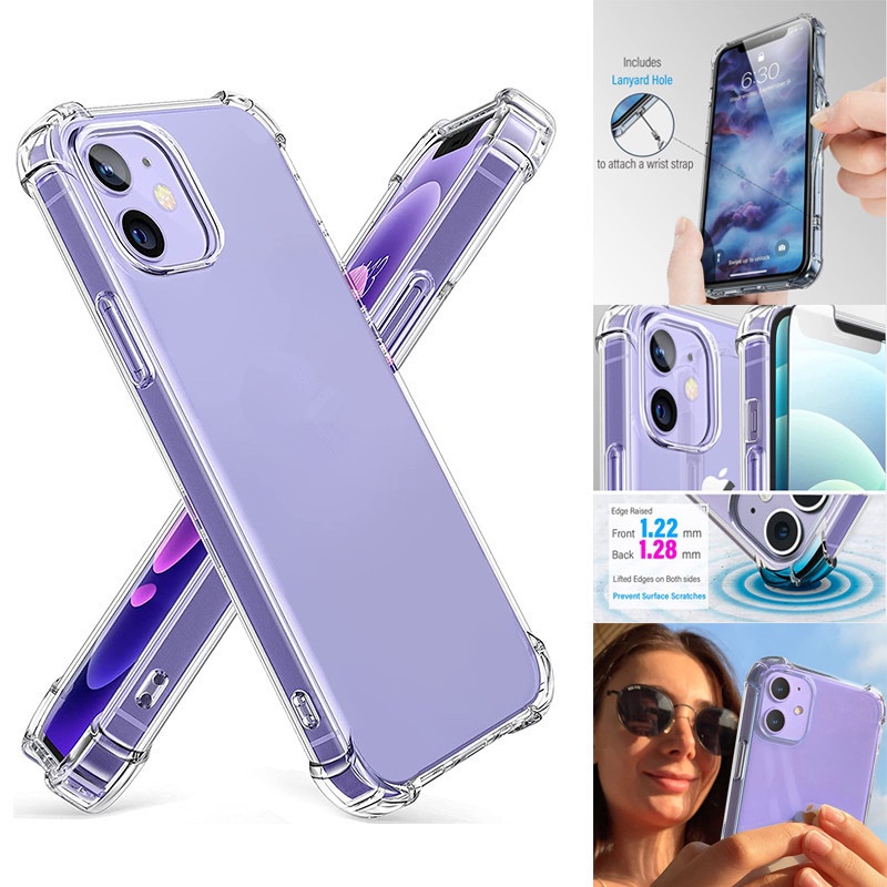 Soft Case Silikon Transparan Shockproof Cover Iphone 13 12 11 Pro Max XS Max X XR 8 7 6 6S Plus SE 2020 12 13 14 Mini