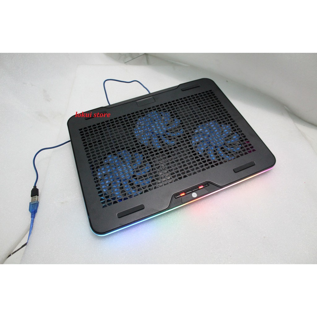 Gaming Notebook Cooler With RGB LED Lighting mirip DEEPCOOL 3 FAN RGB