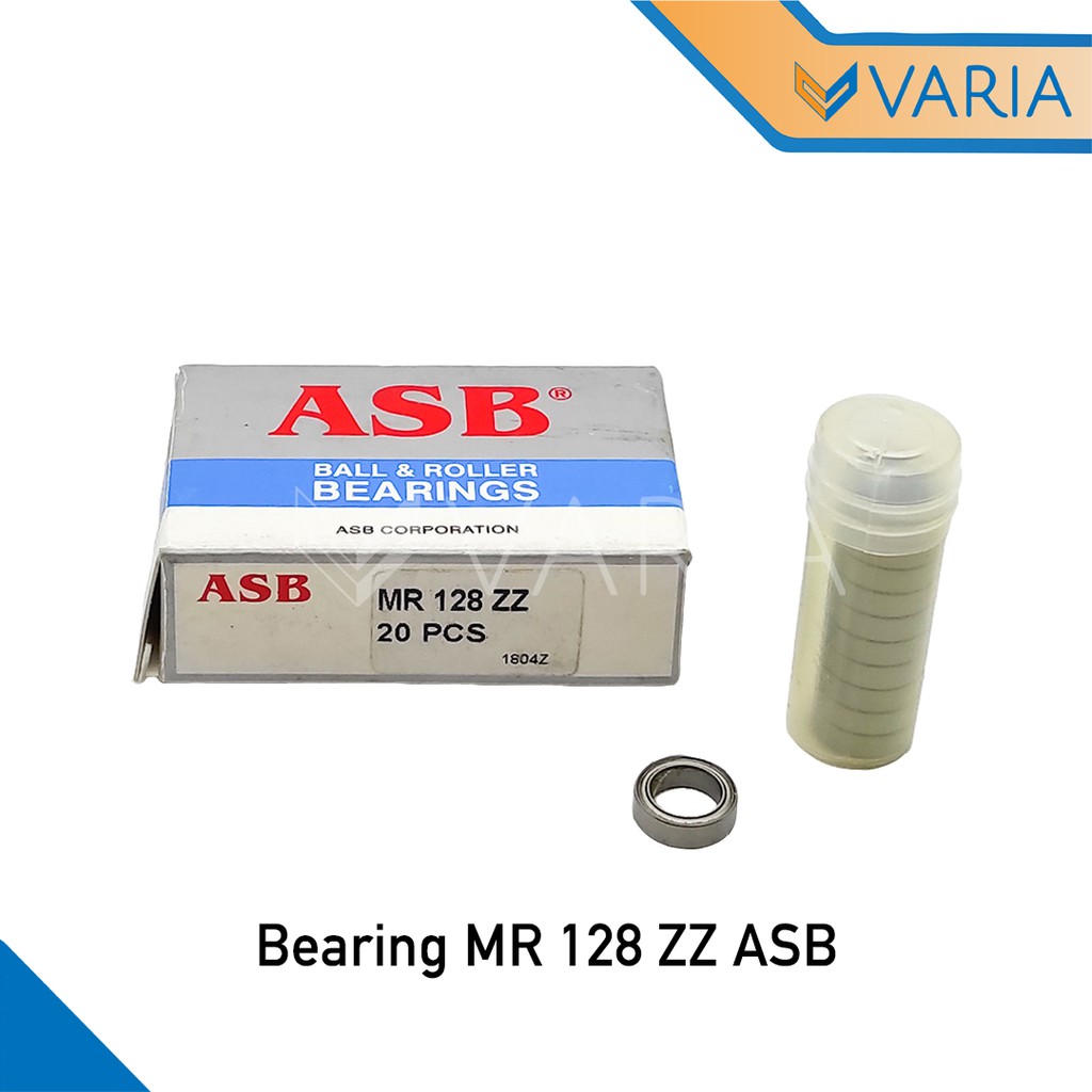 Bearing Laher Miniatur MR 128 ZZ Tutup Plat Besi Double ASB  8 x 12 x 3.5