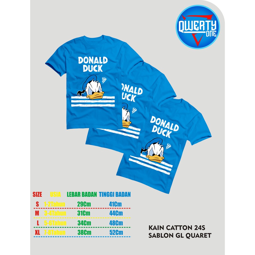 KAOS ANAK DISTRO KARAKTER DONALD DUCK TURKISH 1-10 TAHUN