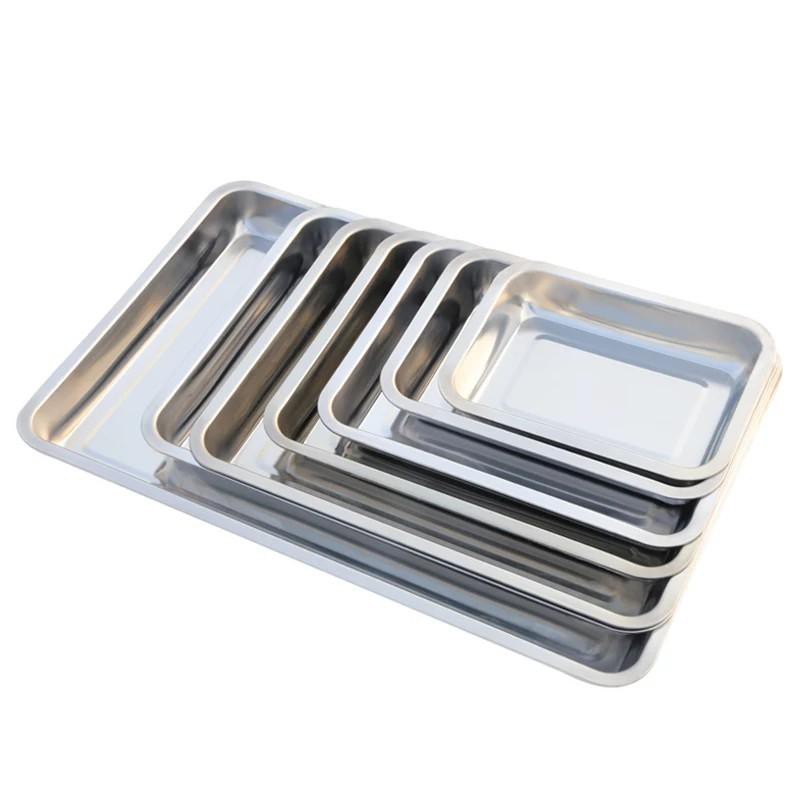 Nampan Stainles - Baki Baking Tray Nampan - Baki Tray Sayur Stainless Persegi - Tempat Kotak Tatakan Saji Serbaguna