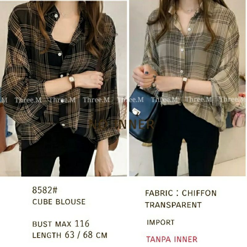 kemeja wanita tangan panjang #8582 NERAWANG