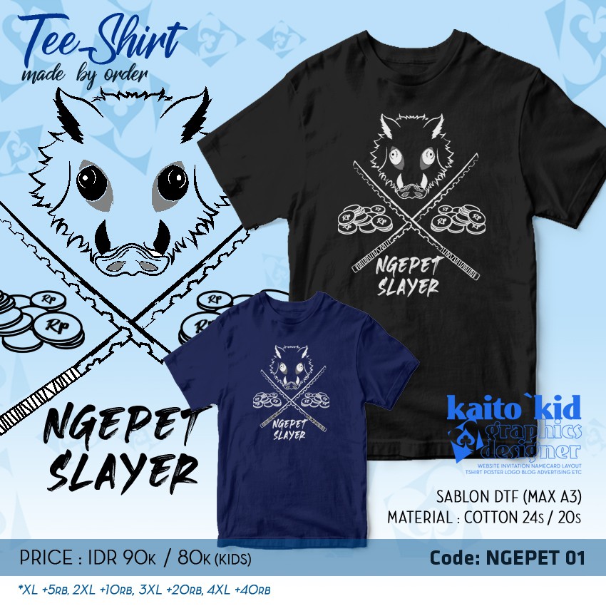 Kaos INOSUKE Ngepet Demon Slayer Kimetsu No Yaiba Sablon DTF Babi Ngepet bisa custom desain bebas