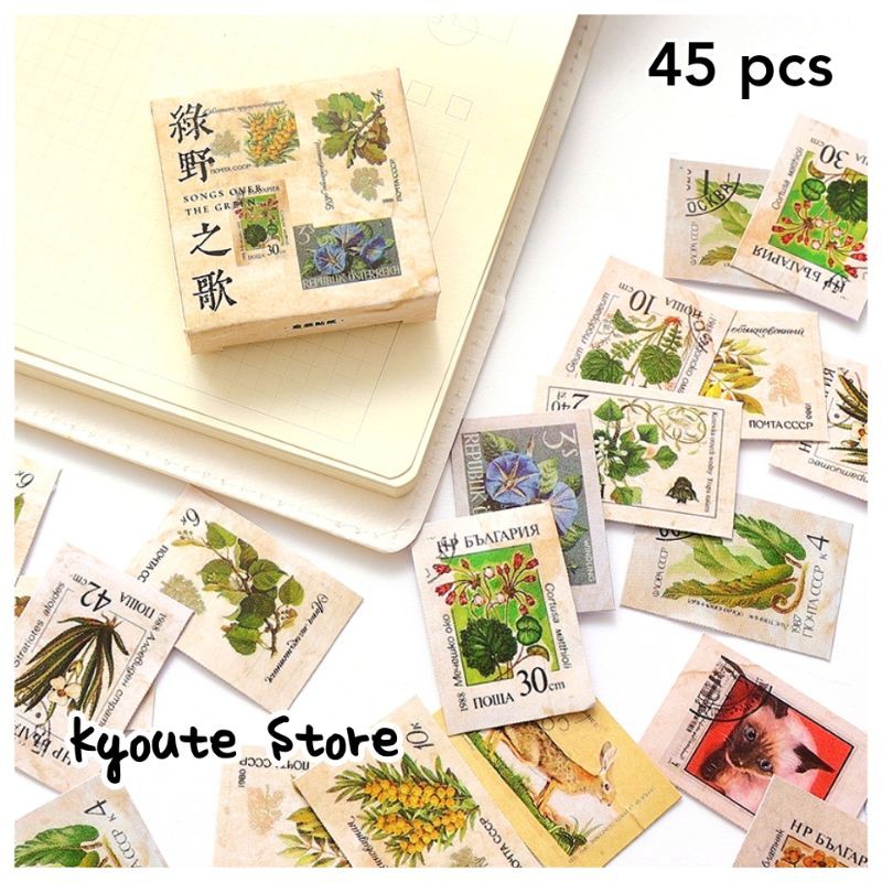 

45 pcs Sticker Stempel Plants Stamp Vintage Retro Jadul Scrapbooking Journaling Bujo Planner